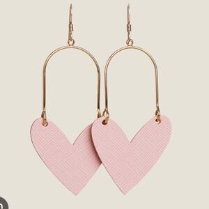 Nickel & Suede lightweight leather pink heart earrings